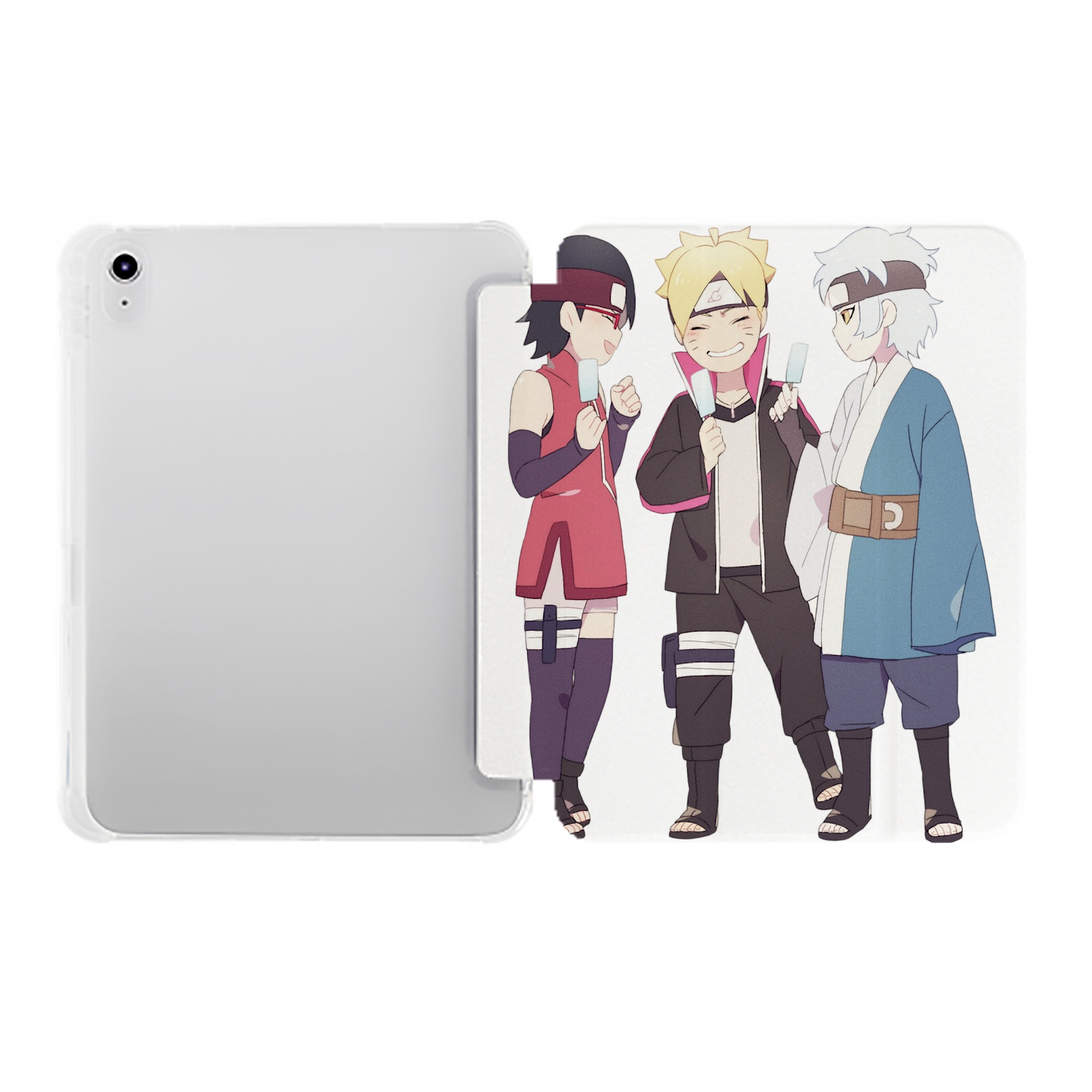 （画像用） NARUTO -ナルト- うちは サラダ Uchiha Sarada IPad ケース ペン収納付き 三つ折りスタンド PUレザー×シリコン 対応機種9.5/10.5/10.9インチ